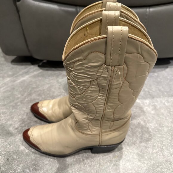 Tony Lama Vintage Women’s Leather/Snake Skin Pointed Toe Western Cowboy Boots - Picture 3 of 15